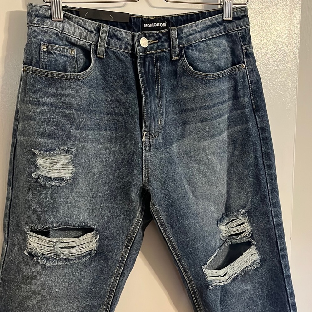 Distressed Boyfriend Jeans Fringe Ankles - size 27